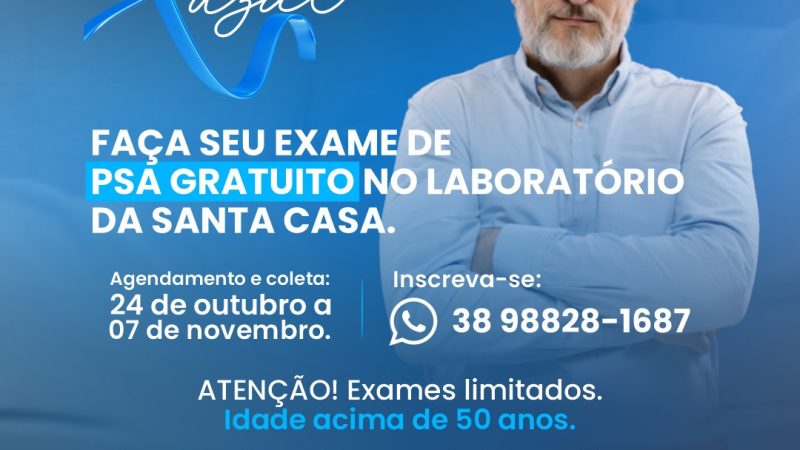 Novembro Azul: Hospital Santa Casa oferece 500 exames de PSA gratuitos