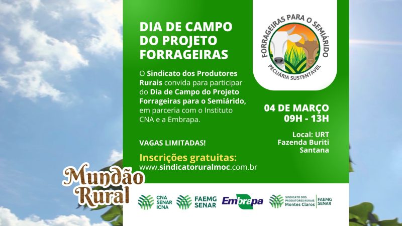 Sindicato Rural e Instituto CNA promovem Dia de Campo em março