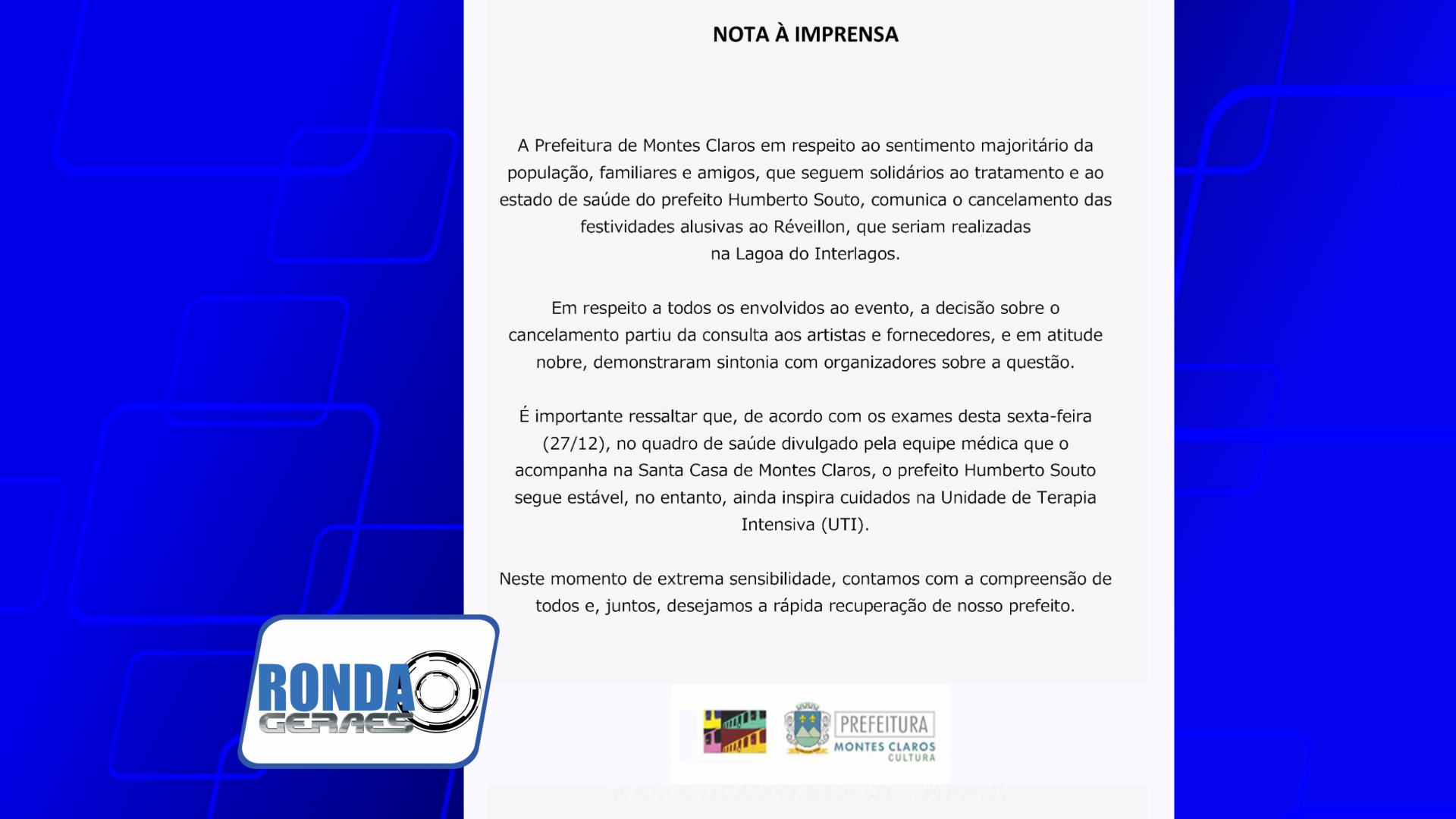 Réveillon na Lagoa é cancelado em Montes Claros