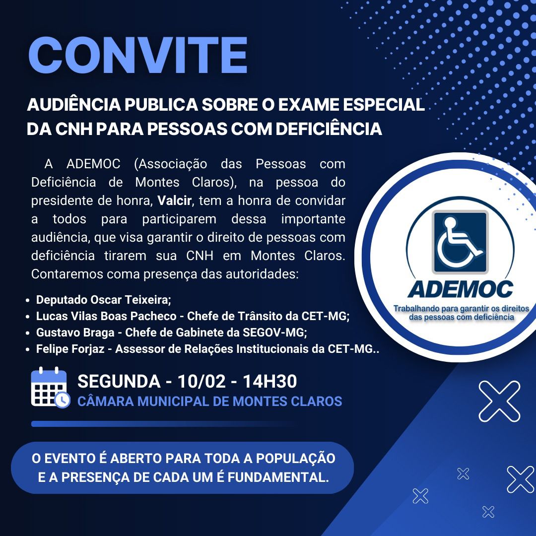 Audiência Pública vai debater Exame Especial da CNH para Pessoas com Deficiência
