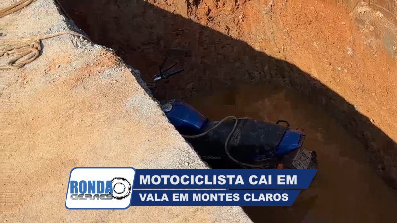 Destaque do ”Ronda Geraes”: Motociclista cai em vala, em obra sem sinalização e iluminação