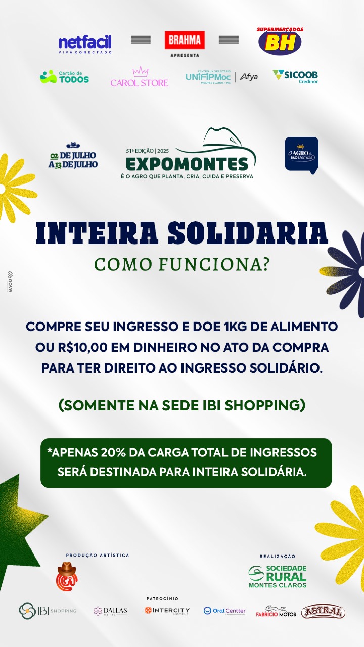 Inteira Solidária na Expomontes 2025 reforça compromisso social da Cia Promoções com a inclusão e a solidariedade